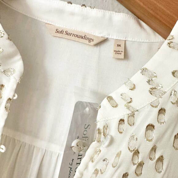 Soft Surroundings Mila Gold Metallic Leopard‎ Blouse Women’s Plus Size 3X NEW - Picture 6 of 11